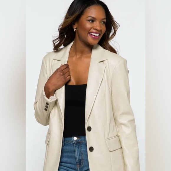 Avec Les Filles Jackets & Blazers - Cream vegan leather blazer NWT. Avec les Filles